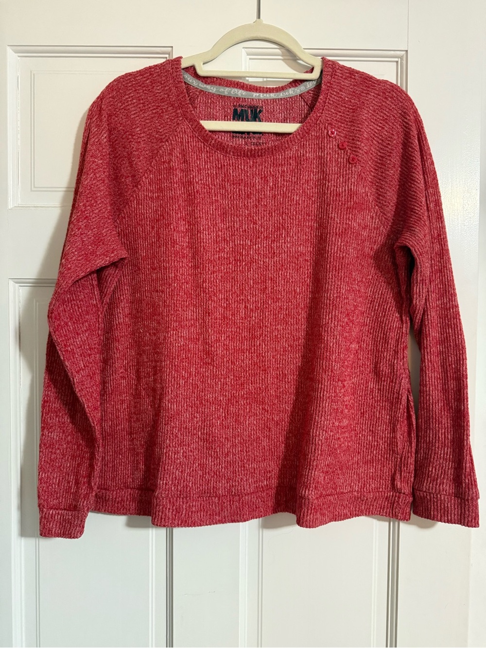 Muk Luks Red Ribbed Long-Sleeve Loungewear
